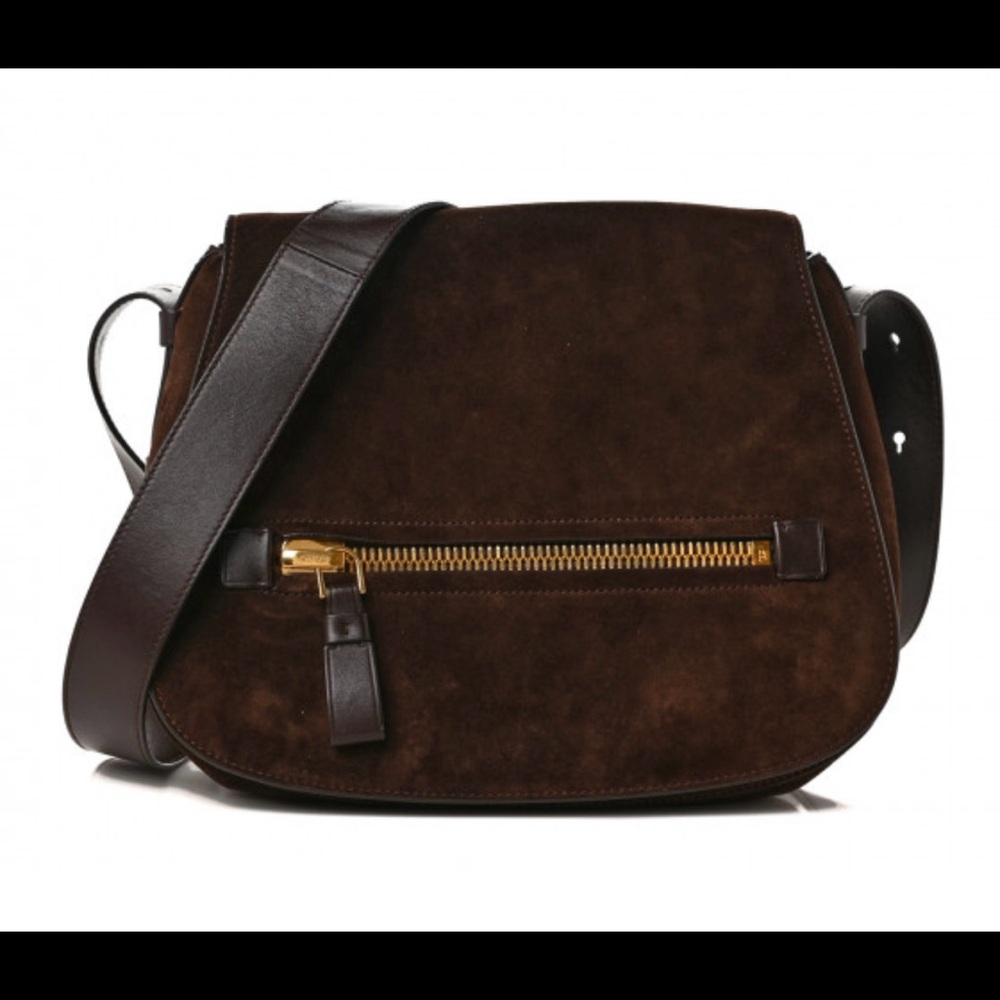 Tom ford brown suede saddle bag